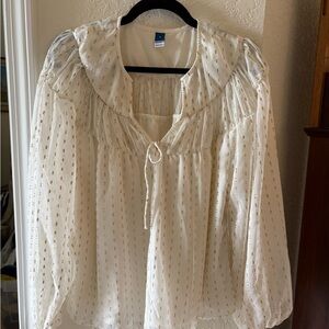 Old Navy Ivory Blouse with Metallic Accents